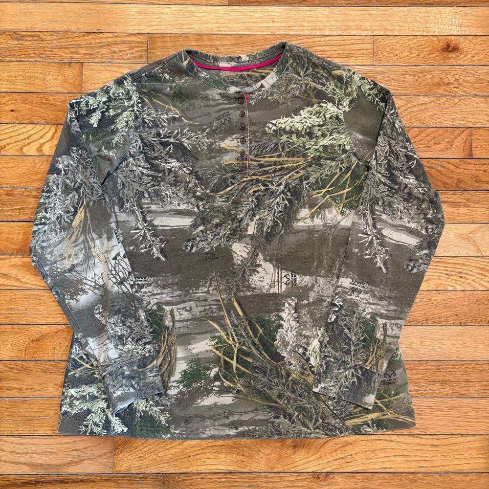 Vintage Y2K Real Tree Camo Long Sleeve Shirt Women's XL